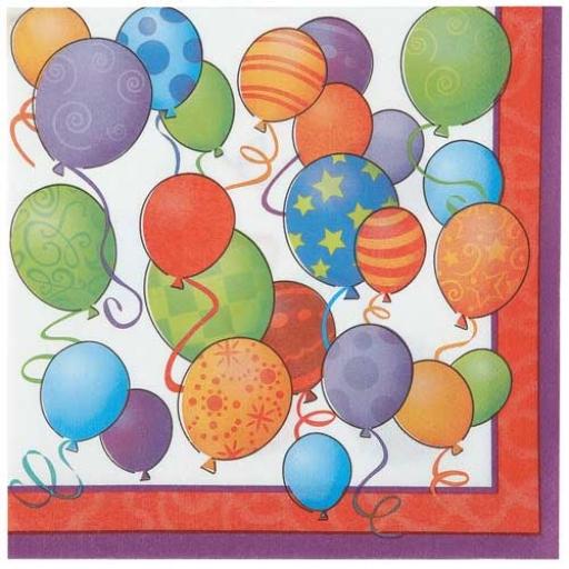 Birthday Balloons Napkins - Pack of 16