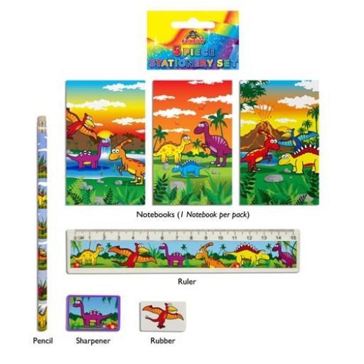 Dinosaur 5 Piece Stationery Set - Pack of 24