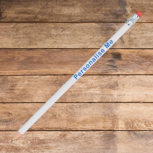 White Pencil with Rubber (100 pencils)