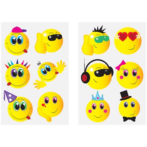 Smiley Face Tattoos (Card of 6) - Pack of 96