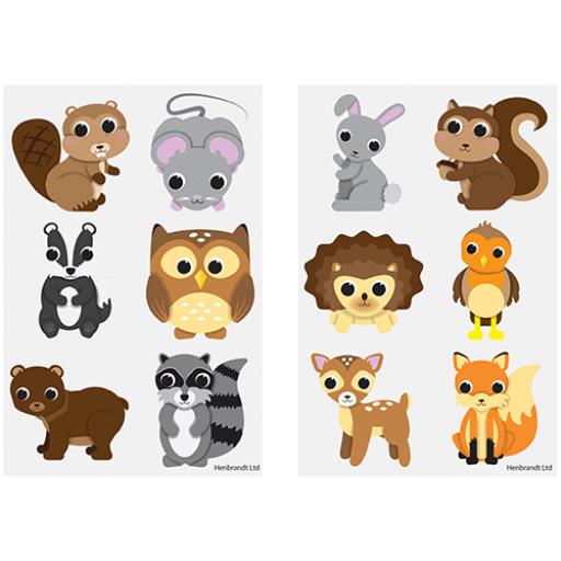 Woodland Tattoos (Card of 6) - Pack of 96
