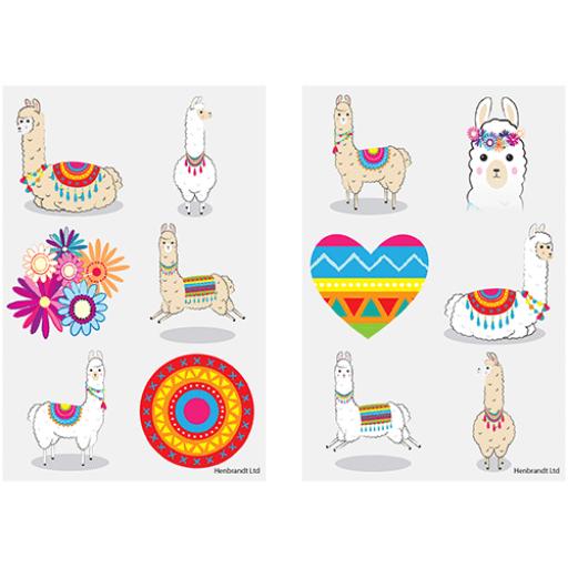 Llama Tattoos (Card of 6) - Pack of 96