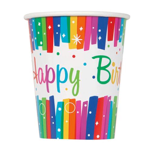 Rainbow Ribbons Cups - Pack of 8