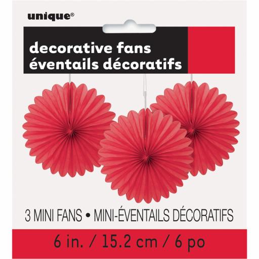 Red Decorative Fans -Pack of 3