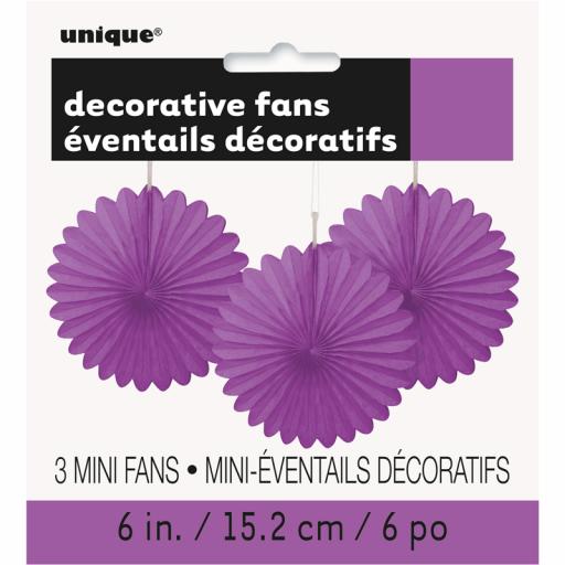 Purple Decorative Fans - Pack of 3
