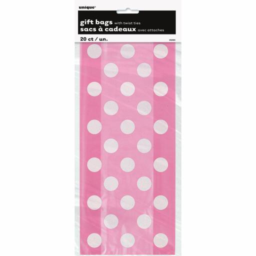 Cello Bag - Hot Pink Dots - Pack of 20