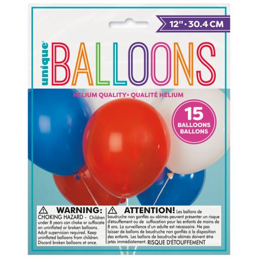Latex Balloons - Red/White/Blue